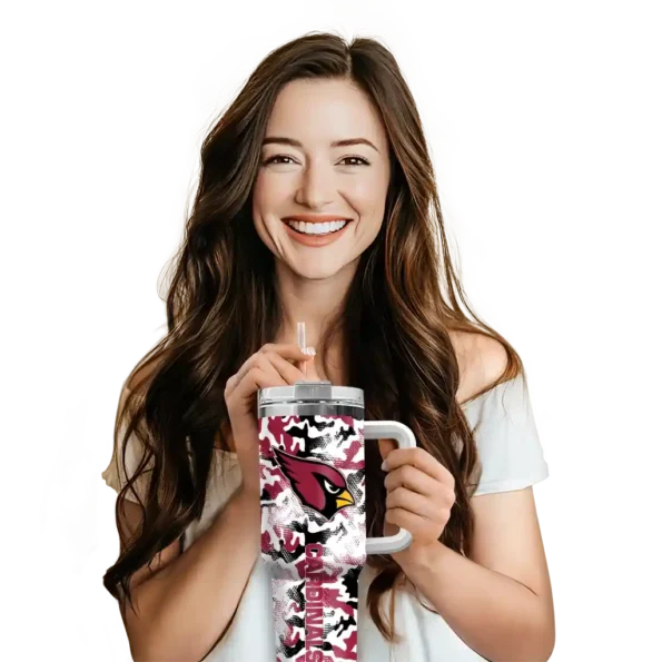 personalized arizona cardinals camo mashup red white curved tumbler premium grade.webp