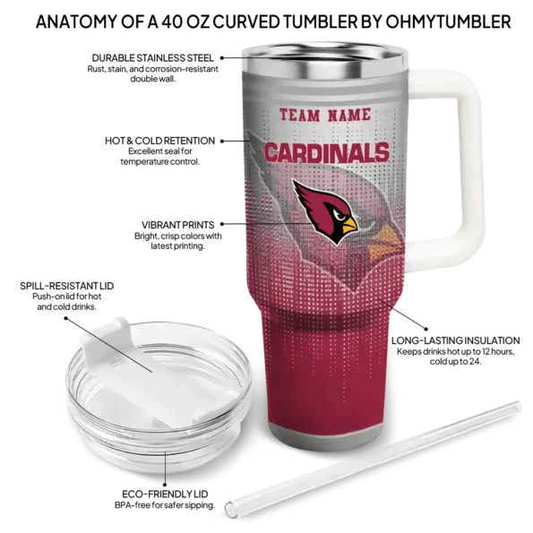 personalized arizona cardinals gradient dots red curved tumbler new arrival.webp