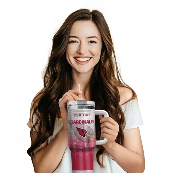 personalized arizona cardinals gradient dots red curved tumbler premium grade.webp