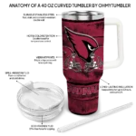 personalized arizona cardinals honey streaks red curved tumbler best selling.webp