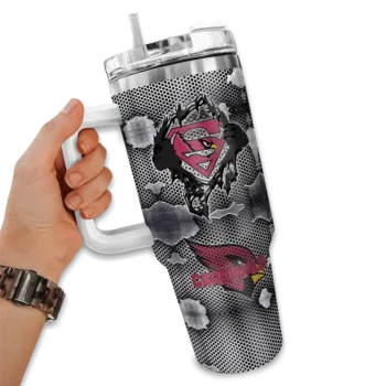 personalized arizona cardinals superman shield red gray curved tumbler fashion forward.webp