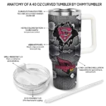 personalized arizona cardinals superman shield red gray curved tumbler best selling.webp