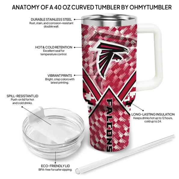 personalized atlanta falcons chevron angle red curved tumbler new arrival.webp