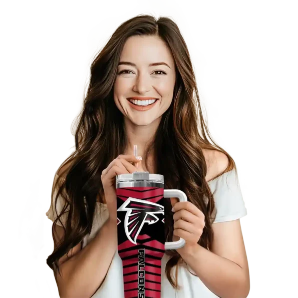 personalized atlanta falcons chevron layers red curved tumbler premium grade.webp