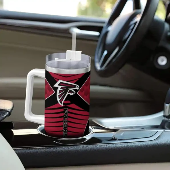 personalized atlanta falcons chevron layers red curved tumbler trendy.webp
