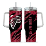 personalized atlanta falcons claw cut red black curved tumbler best selling.webp