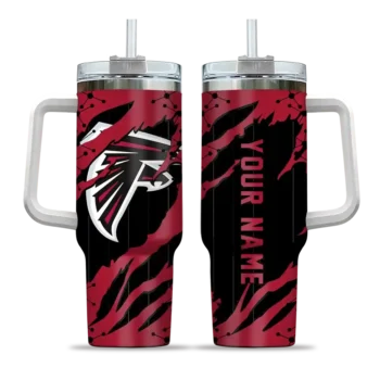 personalized atlanta falcons claw cut red black curved tumbler best selling.webp
