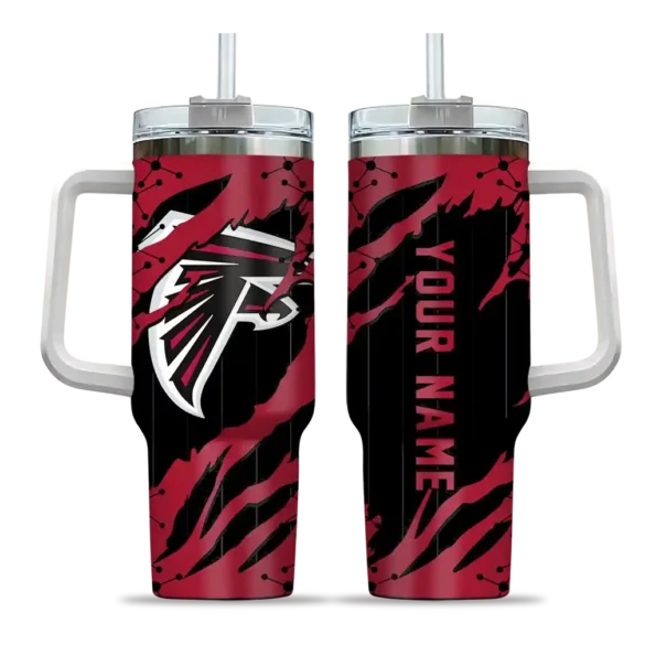 personalized atlanta falcons claw cut red black curved tumbler best selling.webp