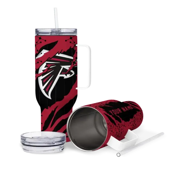personalized atlanta falcons claw cut red black curved tumbler high quality.webp