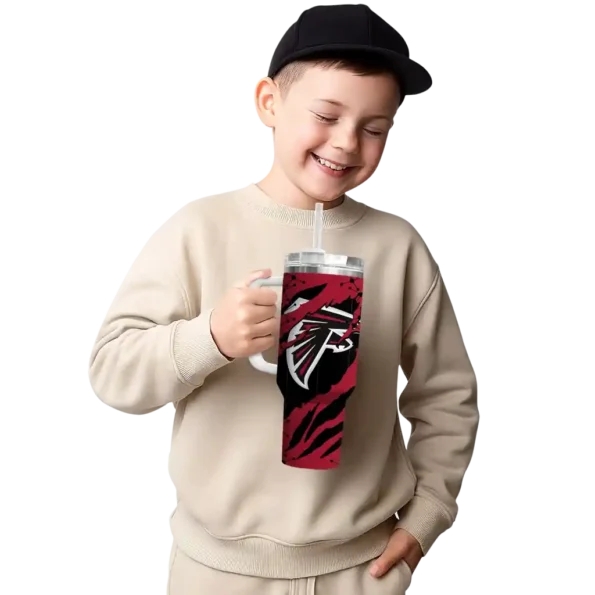 personalized atlanta falcons claw cut red black curved tumbler latest model.webp