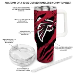 personalized atlanta falcons claw cut red black curved tumbler best selling.webp