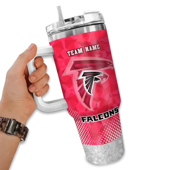 personalized atlanta falcons geometric prism red curved tumbler fashion forward.webp
