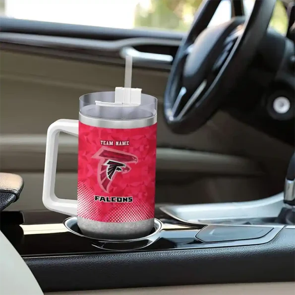 personalized atlanta falcons geometric prism red curved tumbler trendy.webp