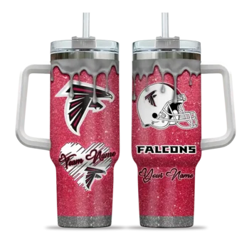 personalized atlanta falcons heart helmet motif red curved tumbler best selling.webp