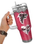 personalized atlanta falcons heart helmet motif red curved tumbler best selling.webp