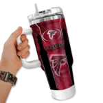 personalized atlanta falcons hexagon armor red curved tumbler best selling.webp