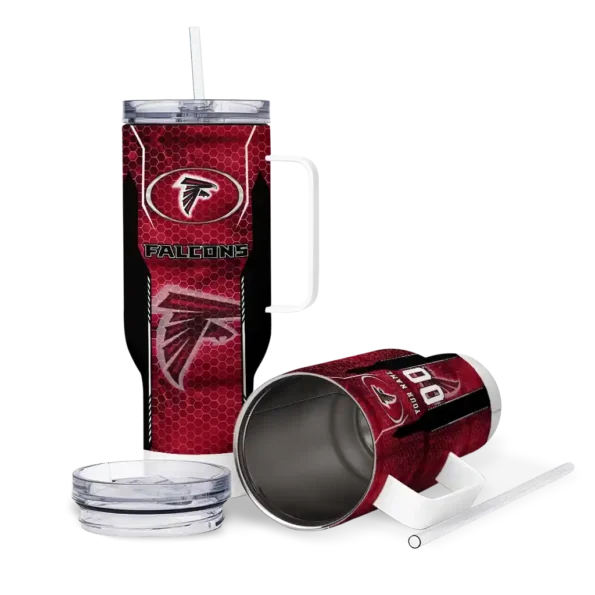 personalized atlanta falcons hexagon armor red curved tumbler high quality.webp