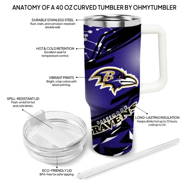 personalized baltimore ravens abstract paths purple curved tumbler new arrival.webp