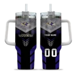 personalized baltimore ravens arrow armor purple black curved tumbler best selling.webp