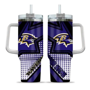 personalized baltimore ravens arrow burst purple curved tumbler best selling.webp
