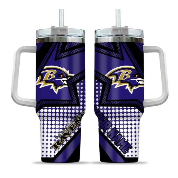 personalized baltimore ravens arrow burst purple curved tumbler best selling.webp
