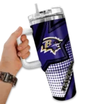 personalized baltimore ravens arrow burst purple curved tumbler best selling.webp
