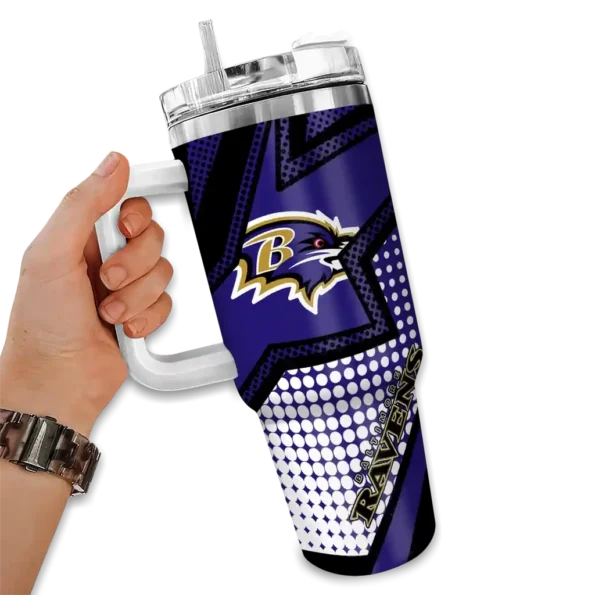 personalized baltimore ravens arrow burst purple curved tumbler fashion forward.webp