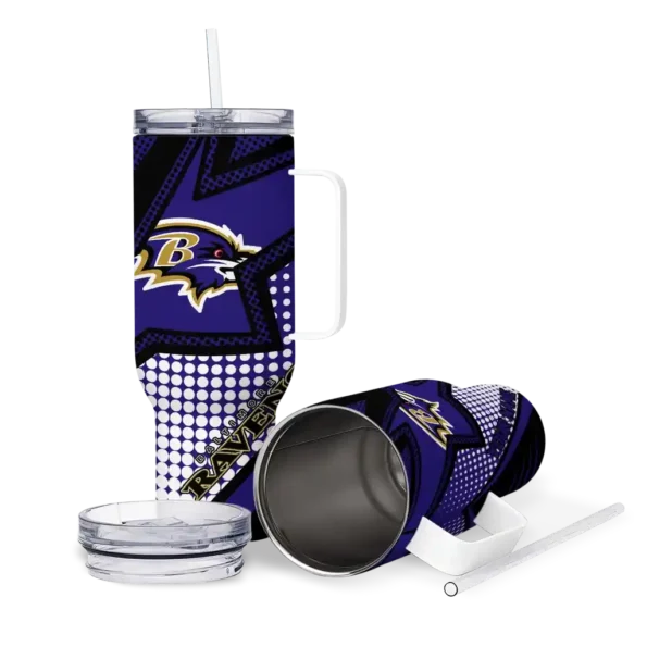 personalized baltimore ravens arrow burst purple curved tumbler high quality.webp