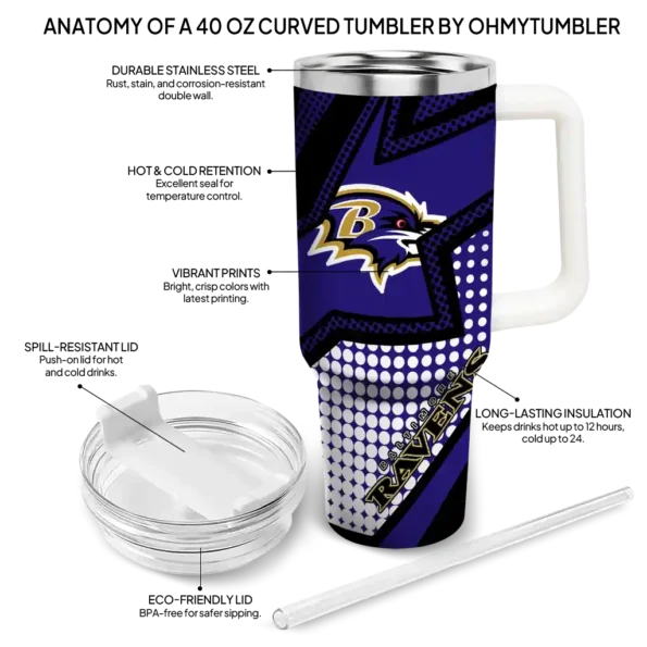 personalized baltimore ravens arrow burst purple curved tumbler new arrival.webp