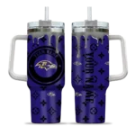 personalized baltimore ravens bullseye drips purple curved tumbler best selling.webp
