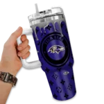 personalized baltimore ravens bullseye drips purple curved tumbler best selling.webp