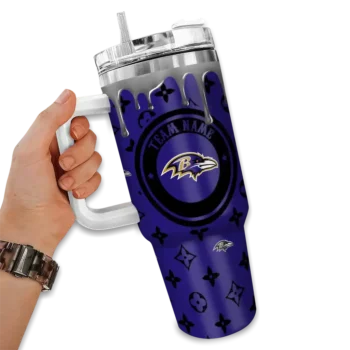 personalized baltimore ravens bullseye drips purple curved tumbler fashion forward.webp