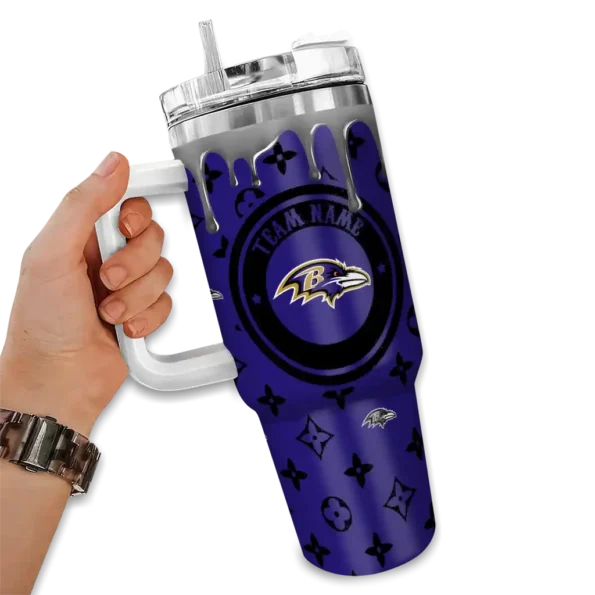 personalized baltimore ravens bullseye drips purple curved tumbler fashion forward.webp
