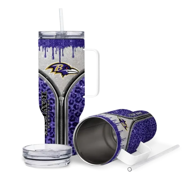 personalized baltimore ravens leopard zipper purple curved tumbler high quality.webp