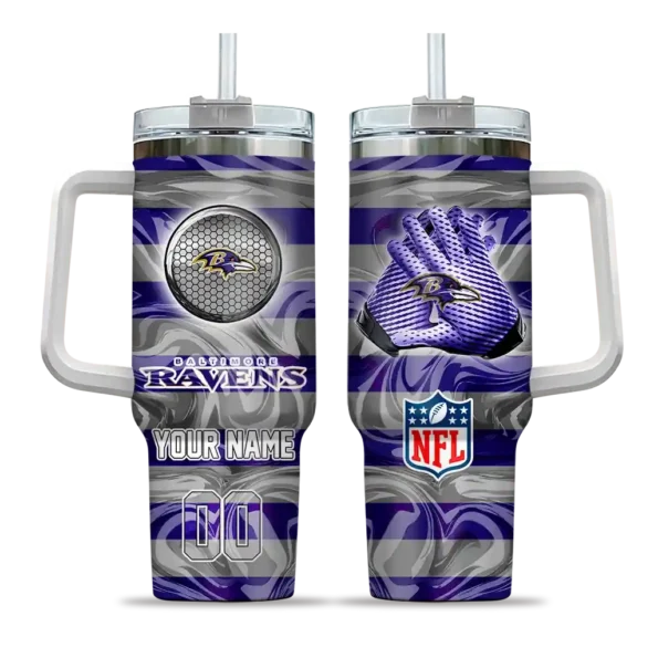 personalized baltimore ravens marbled stripes purple curved tumbler best selling.webp