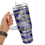 personalized baltimore ravens marbled stripes purple curved tumbler best selling.webp