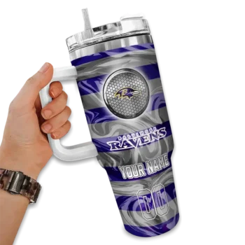 personalized baltimore ravens marbled stripes purple curved tumbler fashion forward.webp