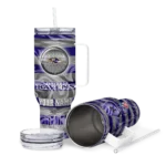 personalized baltimore ravens marbled stripes purple curved tumbler best selling.webp