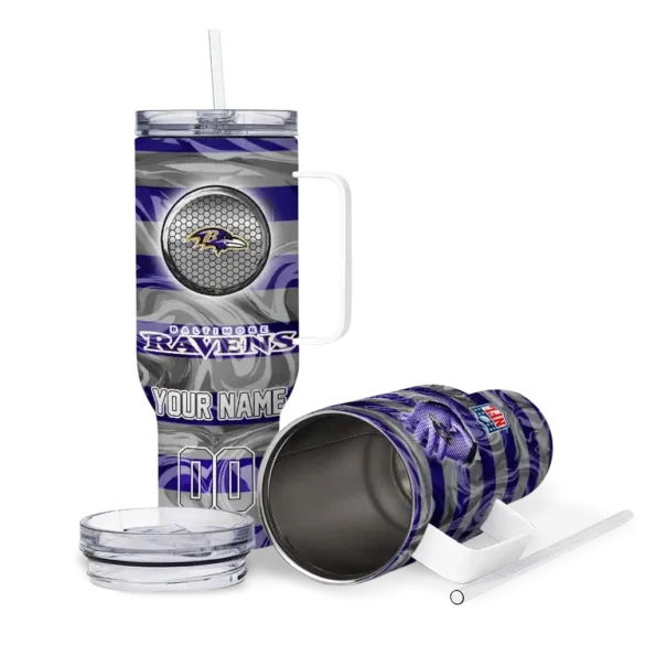 personalized baltimore ravens marbled stripes purple curved tumbler high quality.webp