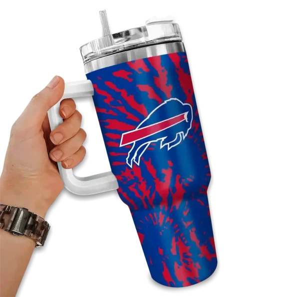 personalized buffalo bills burst swirl blue curved tumbler fashion forward.webp