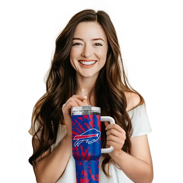 personalized buffalo bills burst swirl blue curved tumbler premium grade.webp