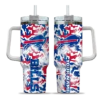personalized buffalo bills camo mashup blue white curved tumbler best selling.webp