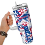 personalized buffalo bills camo mashup blue white curved tumbler best selling.webp