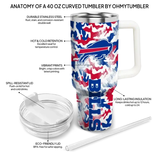 personalized buffalo bills camo mashup blue white curved tumbler new arrival.webp