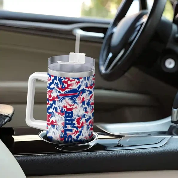 personalized buffalo bills camo mashup blue white curved tumbler trendy.webp