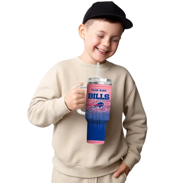 personalized buffalo bills gradient dots blue curved tumbler latest model.webp