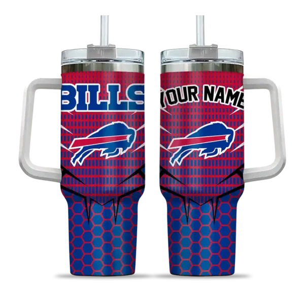 personalized buffalo bills hex texture blue curved tumbler best selling.webp