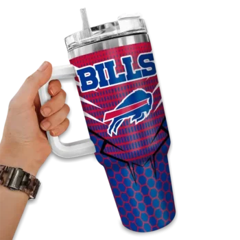 personalized buffalo bills hex texture blue curved tumbler fashion forward.webp