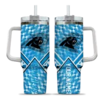 personalized carolina panthers chevron angle blue curved tumbler best selling.webp