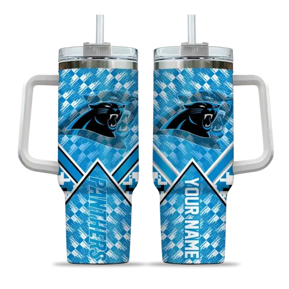 personalized carolina panthers chevron angle blue curved tumbler best selling.webp